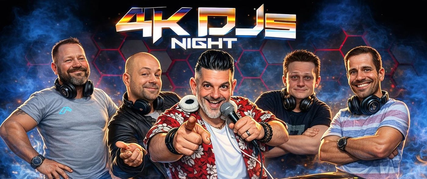 A 4KDJs Night öt tagja: DJ AgentDJ, DJ PeetDJ, GeryBDJ, BogaDJ és theBPMc (Ákos)